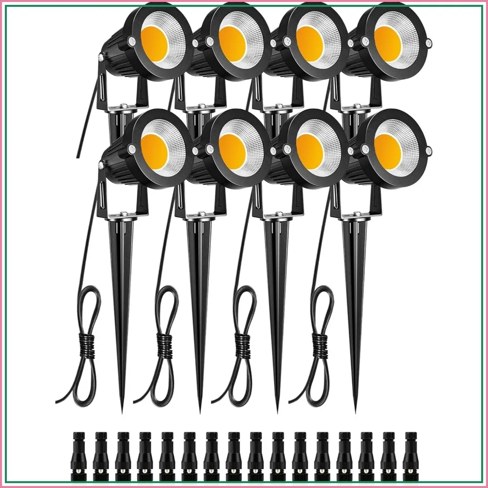 5W 12V LED Landscape Lights - 8 Pack, IP66 Waterproof, Warm White, 500 Lumens, 270° Adjustable, Easy Install with Fast-Lock Connectors
5W 12V LED Landscape Lights - 8 Pack, IP66 Waterproof, Warm White, 500 Lumens, 270° Adjustable, Easy Install with Fast-Lock Connectors