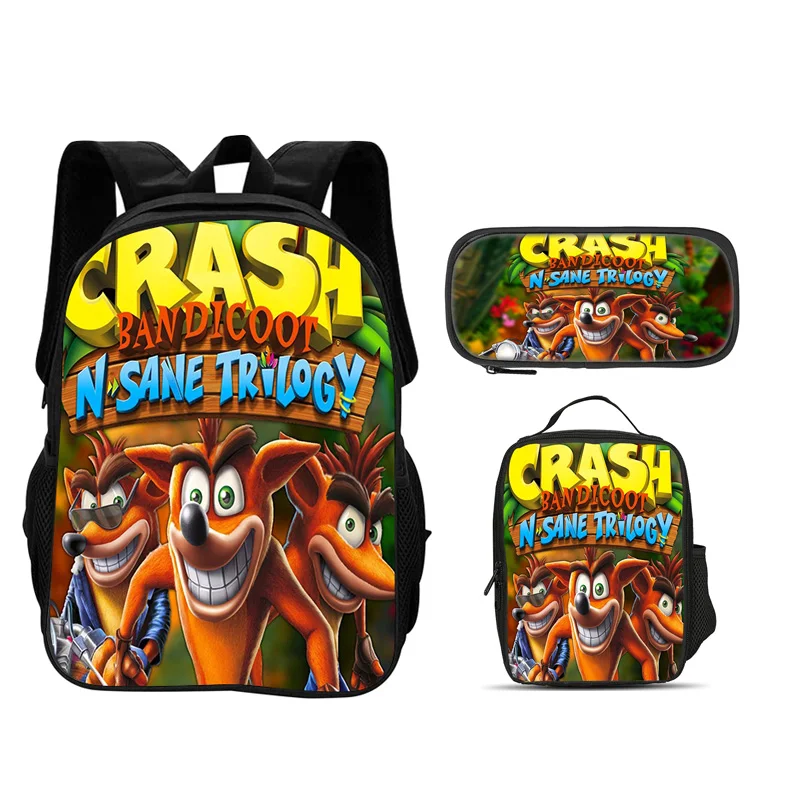 Crash Bandicoot backpack, pencil case, ice pack, 3Pcs Set, cartoon print, new trend, best school companion for students
Crash Bandicoot backpack, pencil case, ice pack, 3Pcs Set, cartoon print, new trend, best school companion for students