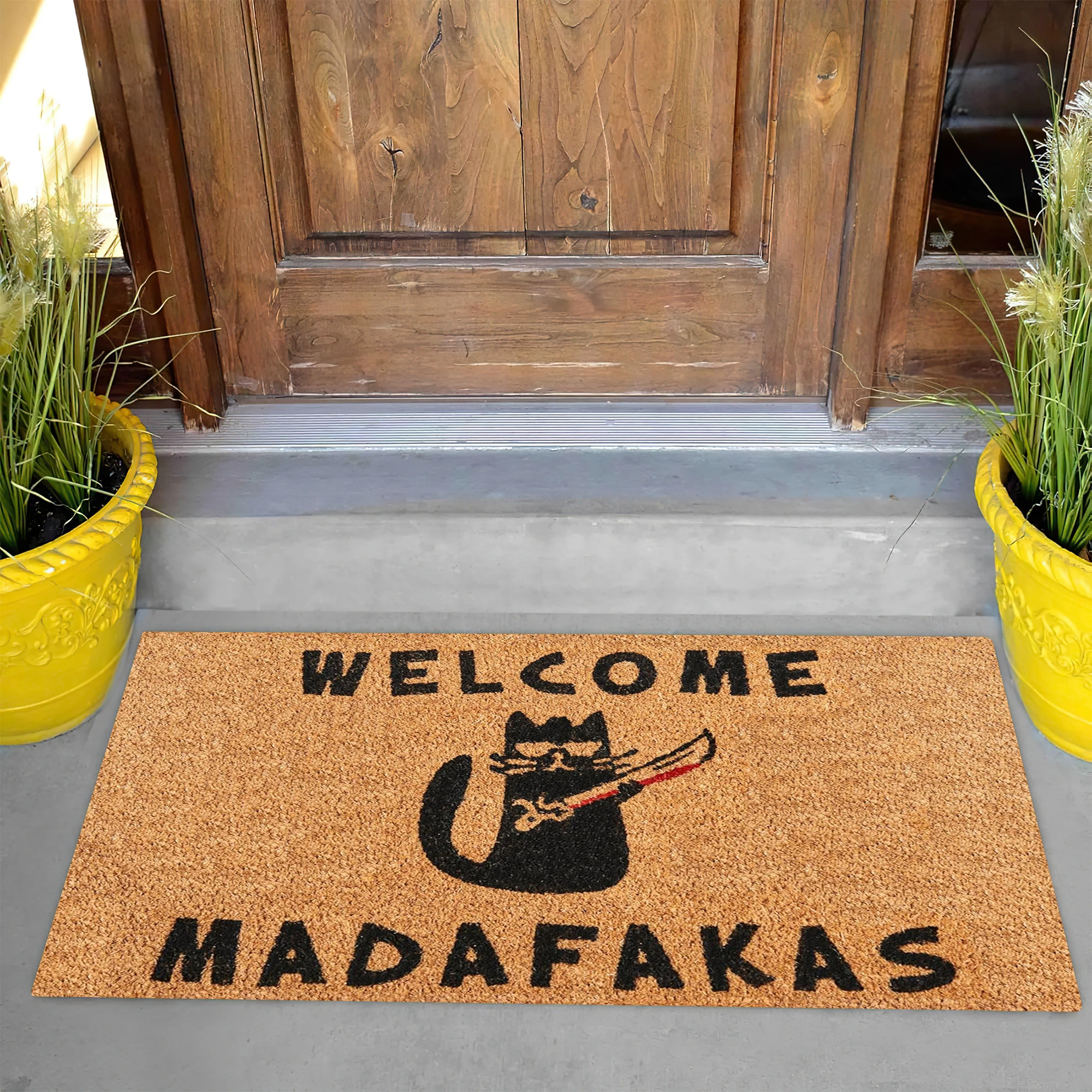 Funny "Welcome Madafakas" Cat Doormat Non-Slip Rubber Back Non-Woven Humorous Hilarious Entry Porch Floor Mat for Home Decor
Funny "Welcome Madafakas" Cat Doormat Non-Slip Rubber Back Non-Woven Humorous Hilarious Entry Porch Floor Mat for Home Decor
