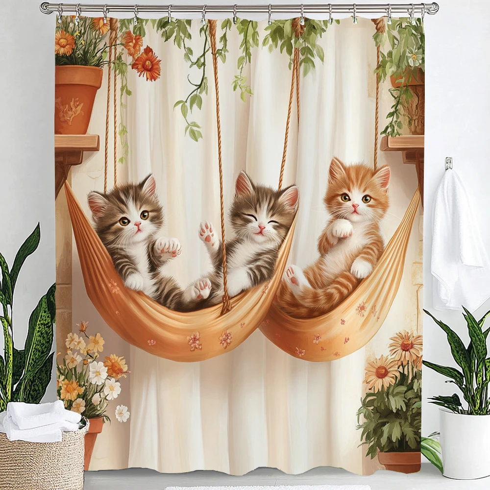 Lovely Cat shower curtain, Bathroom Cats in the Garden Flower Shower Curtain, Modern Decorative Fabric Shower Curtain with Hooks
Lovely Cat shower curtain, Bathroom Cats in the Garden Flower Shower Curtain, Modern Decorative Fabric Shower Curtain with Hooks