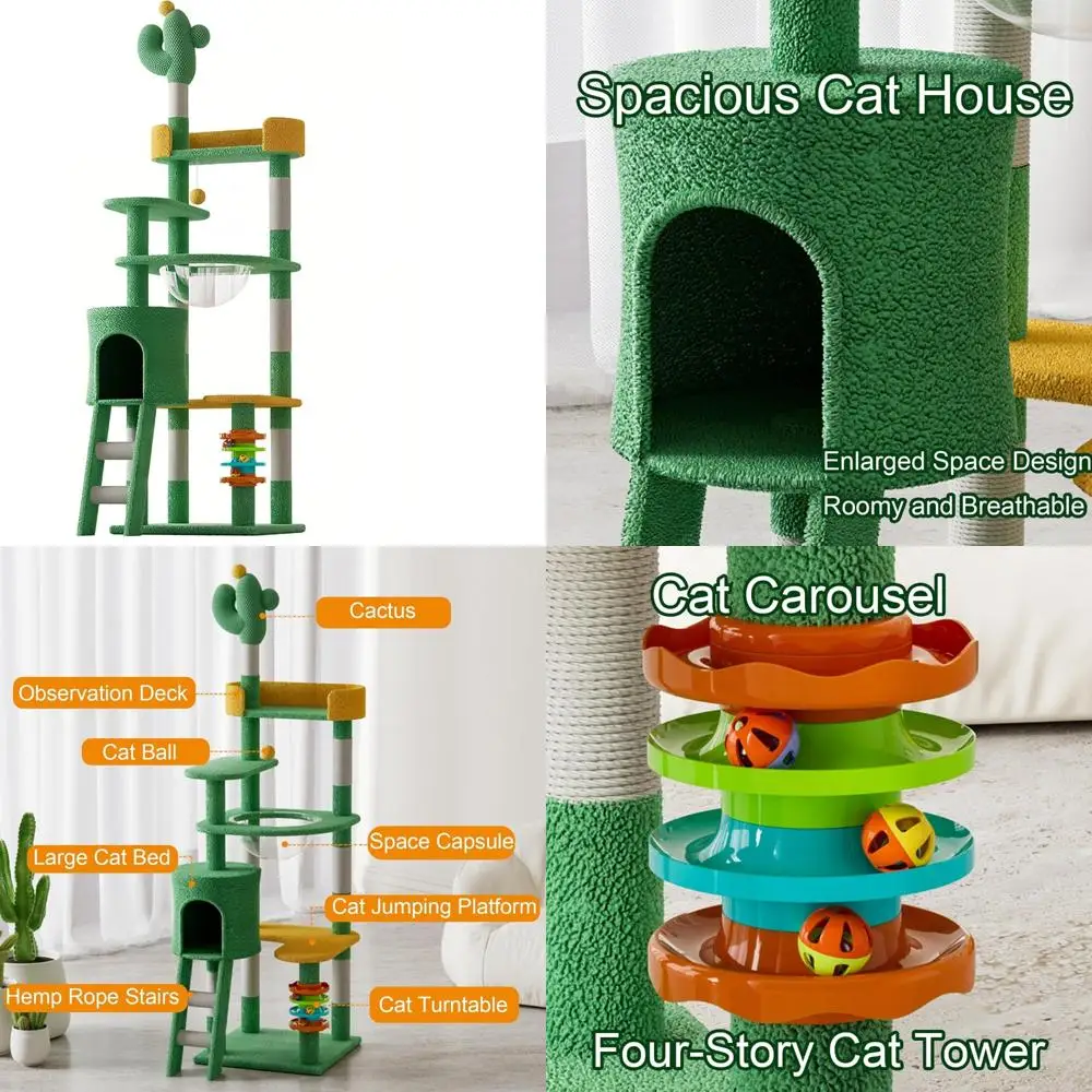 All-in-One Cat Activity Center: Tower with 2 Condos, Scratching Post, Sleeping Perch, and Toy Ball
All-in-One Cat Activity Center: Tower with 2 Condos, Scratching Post, Sleeping Perch, and Toy Ball