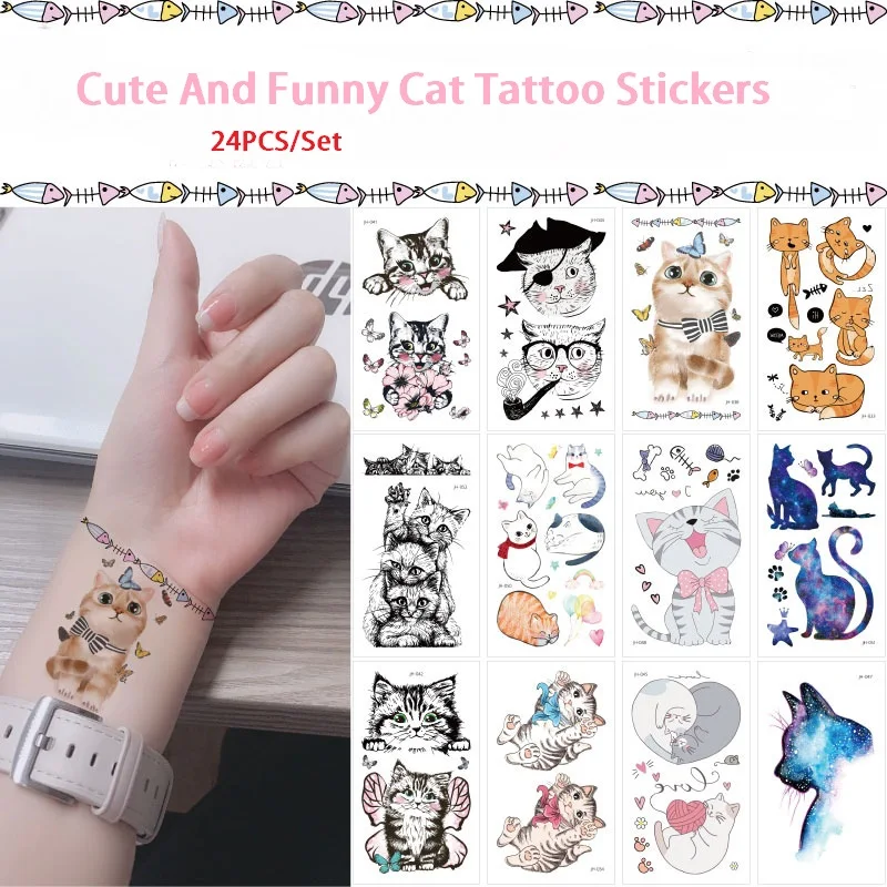 24PCS Cute Cat Tattoo Stickers for Adults and Children Arm Art Waterproof Temporary Tattoos Funny Cartoon Lasting Tattoo Sticker
24PCS Cute Cat Tattoo Stickers for Adults and Children Arm Art Waterproof Temporary Tattoos Funny Cartoon Lasting Tattoo Sticker