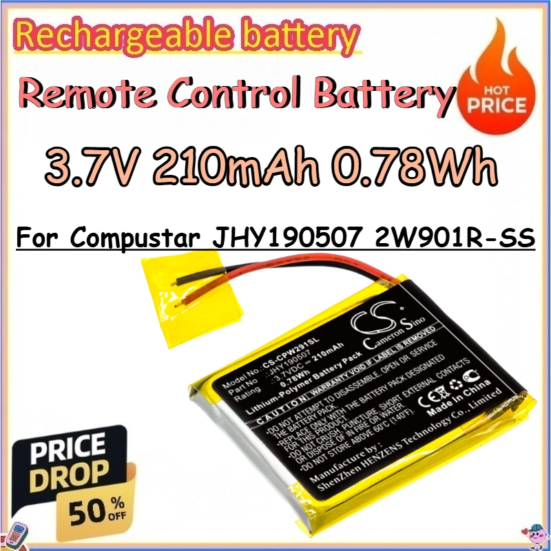 3.7V 210mAh 0.78Wh Remote Control Battery for Compustar JHY190507 2W901R-SS Replace The Lithium Battery Car Remote Control
3.7V 210mAh 0.78Wh Remote Control Battery for Compustar JHY190507 2W901R-SS Replace The Lithium Battery Car Remote Control