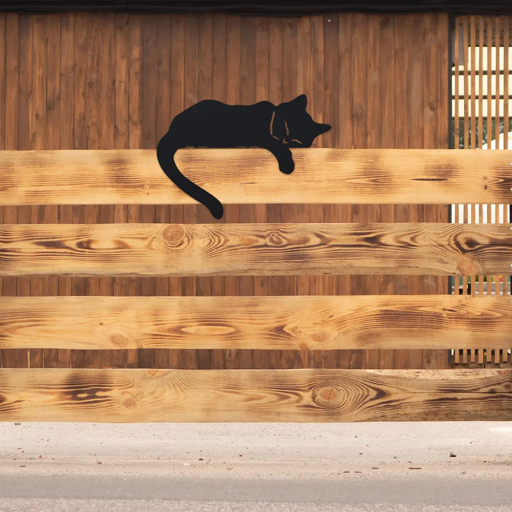 Rustic Black Metal Cat Silhouette Fence Topper - Sleeping Cat Garden Art for Outdoor Decor - Durable Iron Animal Sculpture
Rustic Black Metal Cat Silhouette Fence Topper - Sleeping Cat Garden Art for Outdoor Decor - Durable Iron Animal Sculpture