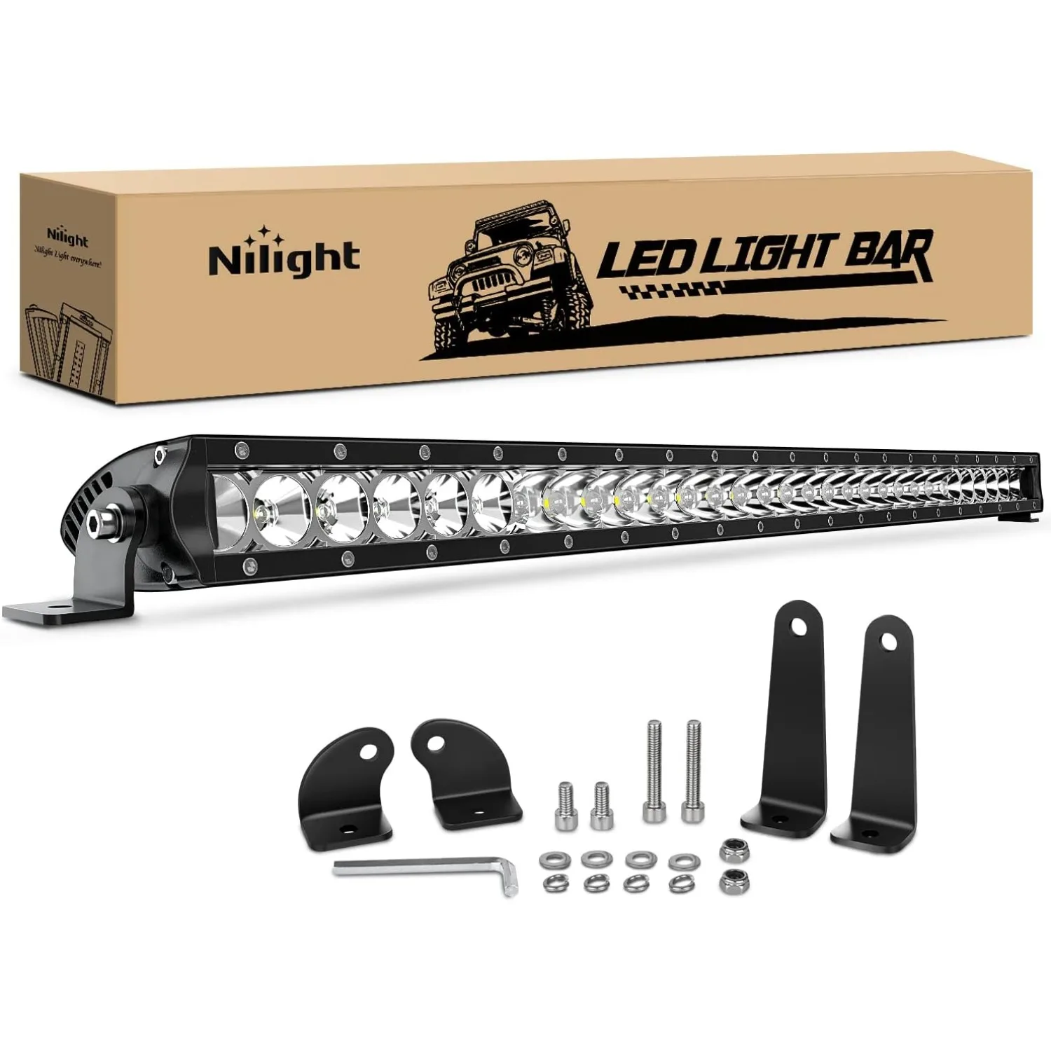 Nilight 31inch 150W Spot & Flood Combo Single Row 14500LM Off Road LED Fog & Driving Roof Bumper Light Bars for Jeep Ford Trucks Boat, 2 Years Warranty
Nilight 31inch 150W Spot & Flood Combo Single Row 14500LM Off Road LED Fog & Driving Roof Bumper Light Bars for Jeep Ford Trucks Boat, 2 Years Warranty