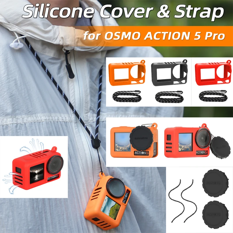 Silicone Protector For OSMO ACTION 5 PRO Camera Cover with Lanyard Lens Cap Portable Soft Case For DJI Action 5 Pro Accessories
Silicone Protector For OSMO ACTION 5 PRO Camera Cover with Lanyard Lens Cap Portable Soft Case For DJI Action 5 Pro Accessories