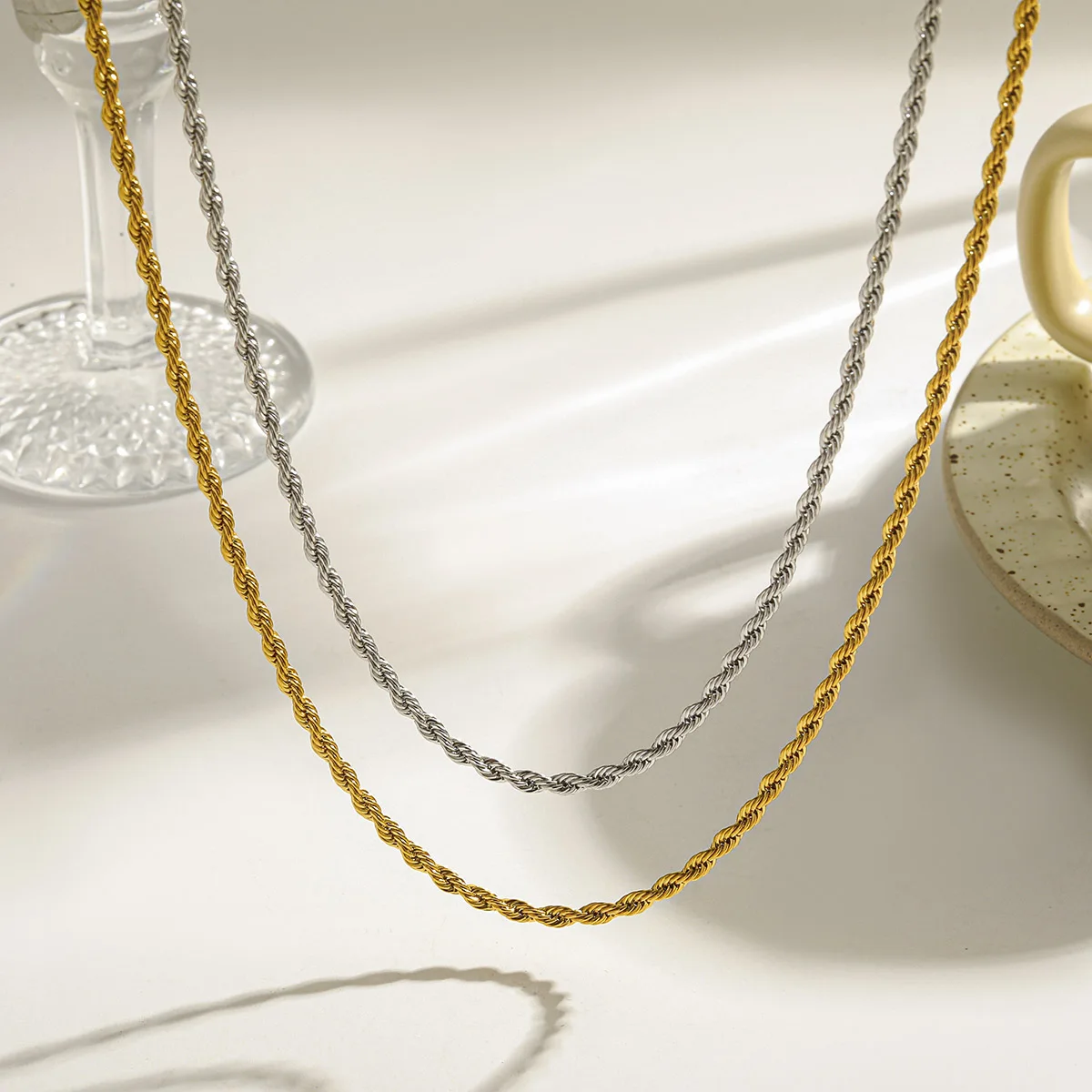 Minimalist Simple Chain Choker Necklace Gold Plated 316 Stainless Steel Dainty Elegant Unisex Twist Necklaces Daily Wear Jewelry
Minimalist Simple Chain Choker Necklace Gold Plated 316 Stainless Steel Dainty Elegant Unisex Twist Necklaces Daily Wear Jewelry
