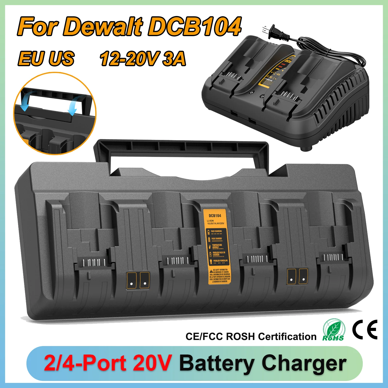 DCB104 For Dewalt 12V 20V Battery Charger 3A Dual 4 Port Charger For Dewalt 20V Lithium Battery DCB120 DCB112 DCB206 DCB208
DCB104 For Dewalt 12V 20V Battery Charger 3A Dual 4 Port Charger For Dewalt 20V Lithium Battery DCB120 DCB112 DCB206 DCB208