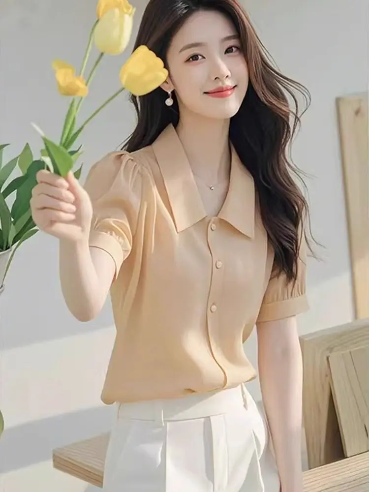 French Bubble Short Sleeve Blouse Summer New Fashion Elegant Women's High End Chiffon Office Wear
French Bubble Short Sleeve Blouse Summer New Fashion Elegant Women's High End Chiffon Office Wear