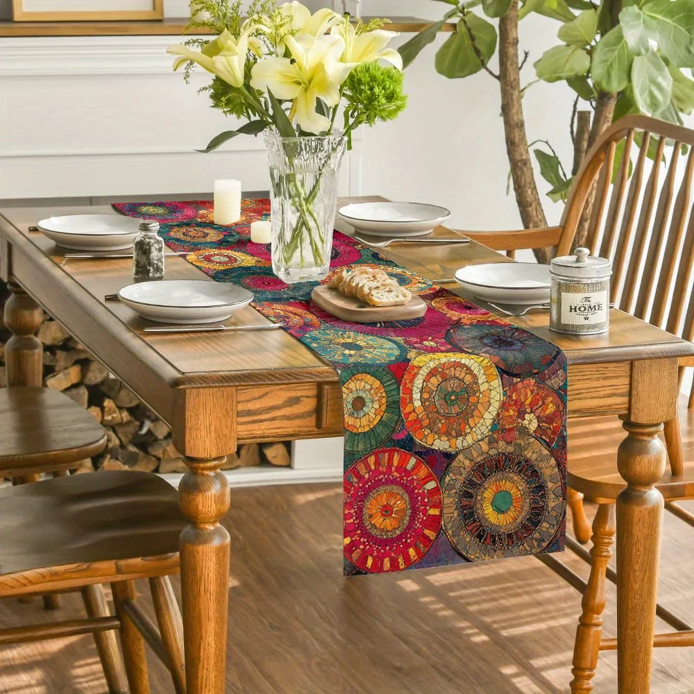 Colorful Floral Rings Bohemian Table Runner - Vibrant Romantic Table Cover for Living Room Coffee Table & Party Decor
Colorful Floral Rings Bohemian Table Runner - Vibrant Romantic Table Cover for Living Room Coffee Table & Party Decor