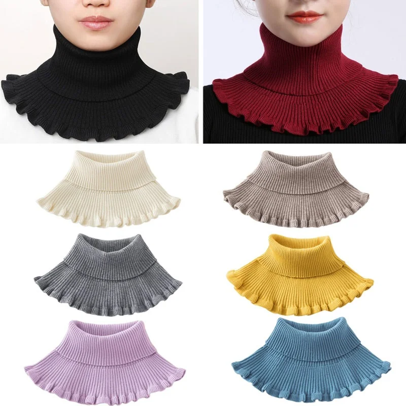 Women Turtleneck Ribbed Knit False False Collar Winter Color Dickey Ruffles Detachable Windproof Wrap Scarf
Women Turtleneck Ribbed Knit False False Collar Winter Color Dickey Ruffles Detachable Windproof Wrap Scarf