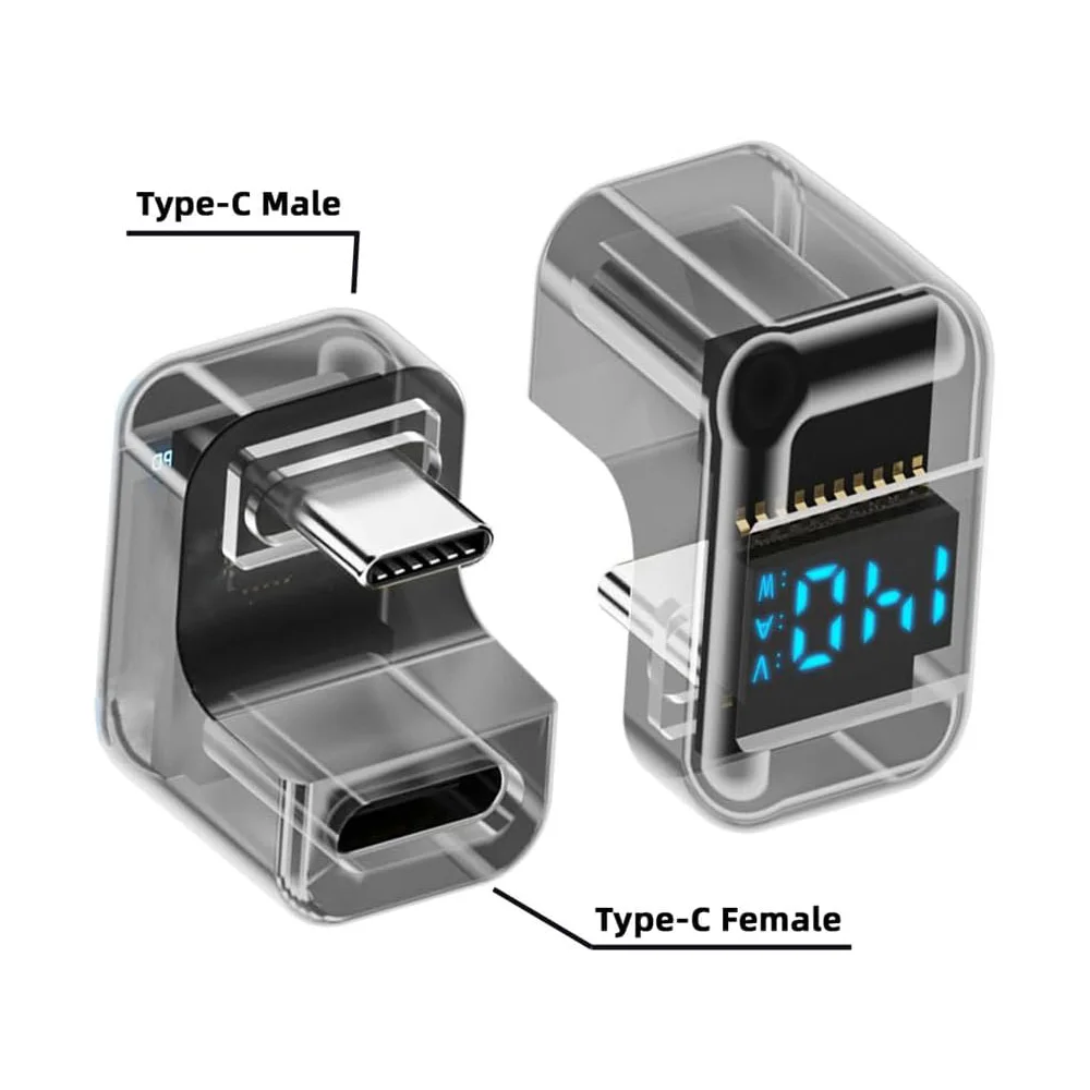 USB4.0 Type-C Digital Smart LED Display USB-C Male to Female Opposite U Shape Back Angled Extension Adapter USB4.0 40Gbps 140W
USB4.0 Type-C Digital Smart LED Display USB-C Male to Female Opposite U Shape Back Angled Extension Adapter USB4.0 40Gbps 140W