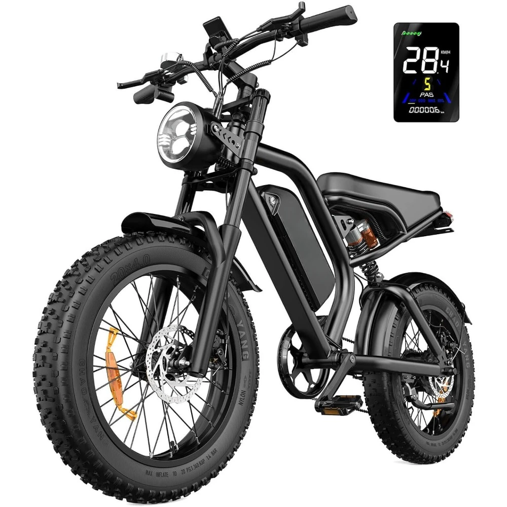 Electric Bike,20”x 4”Fat Tire,Peak 1500W Motor,7 Speed Electric Motorcycle Bicycle, 48V15AH/13AH Battery 3 Riding Modes Up to
Electric Bike,20”x 4”Fat Tire,Peak 1500W Motor,7 Speed Electric Motorcycle Bicycle, 48V15AH/13AH Battery 3 Riding Modes Up to