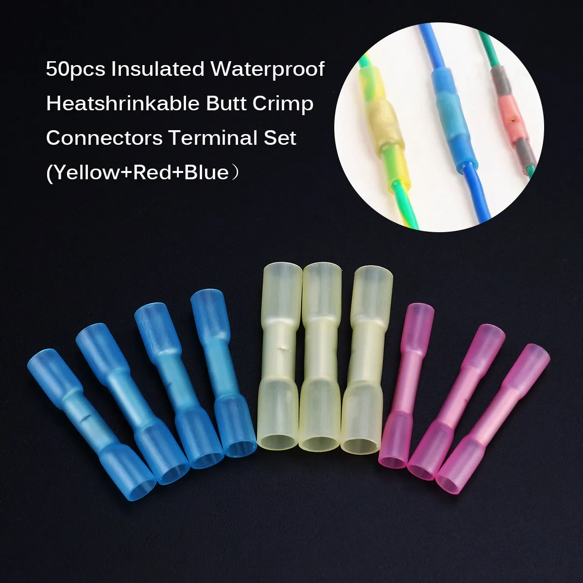 50Pcs Heatshrinkable Waterproof Insulated Butt Connectors Terminal Set Mixed Color Suitable for Wet Damp High Condensation Areas
50Pcs Heatshrinkable Waterproof Insulated Butt Connectors Terminal Set Mixed Color Suitable for Wet Damp High Condensation Areas