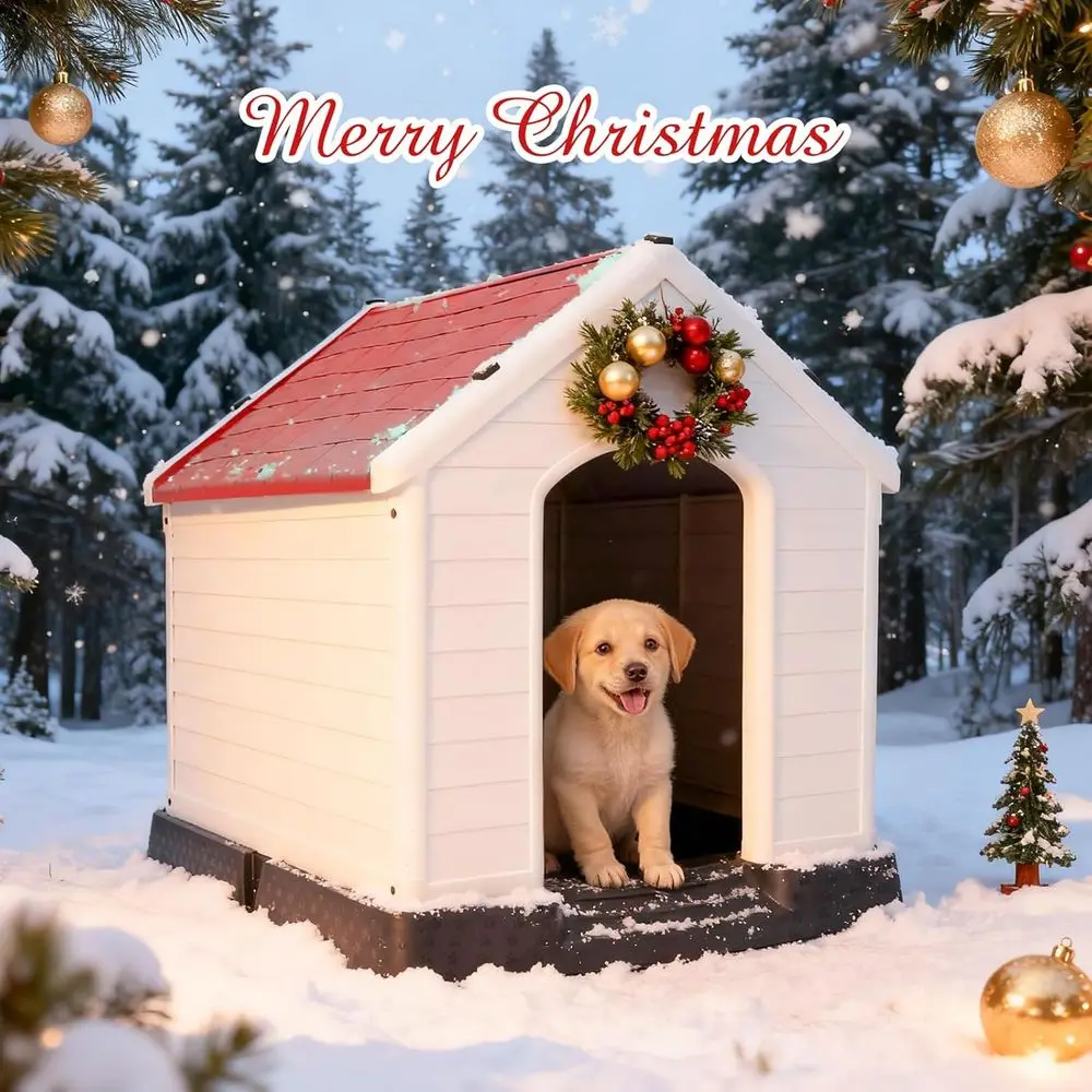 Elevated Outdoor Waterproof Dog House with Air Vents, Suitable for Small to Large Dogs, Red
Elevated Outdoor Waterproof Dog House with Air Vents, Suitable for Small to Large Dogs, Red