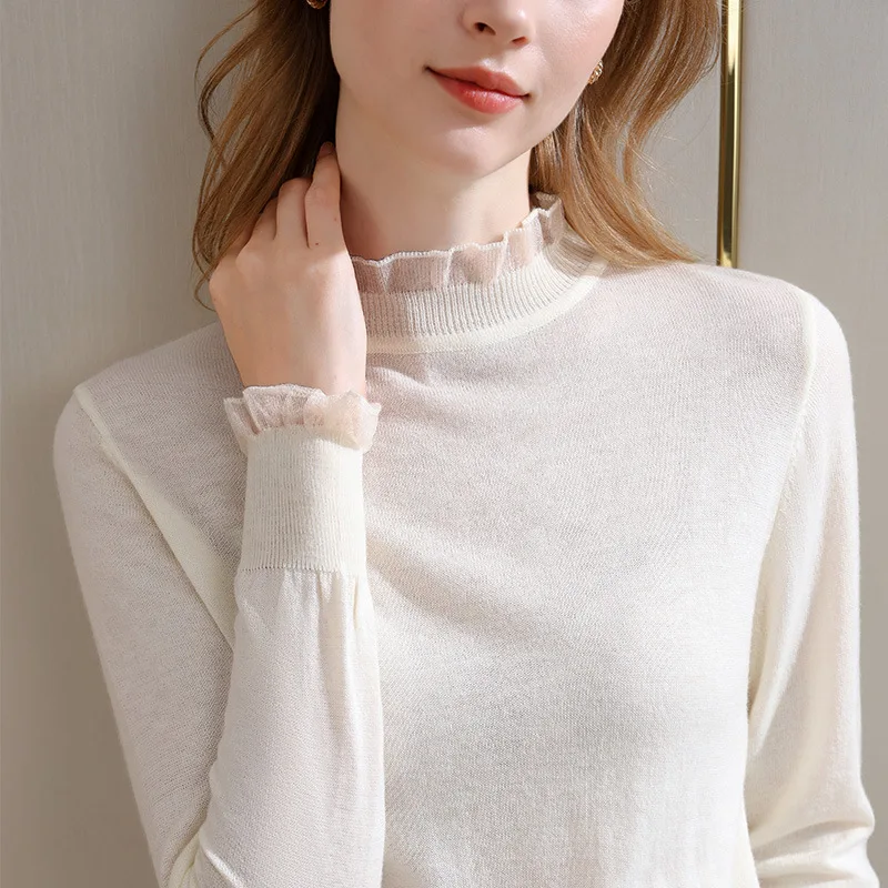 Thin knitted base shirt women2026New stylish women's pullover sweater with ruffle collar and patchwork design
Thin knitted base shirt women2026New stylish women's pullover sweater with ruffle collar and patchwork design