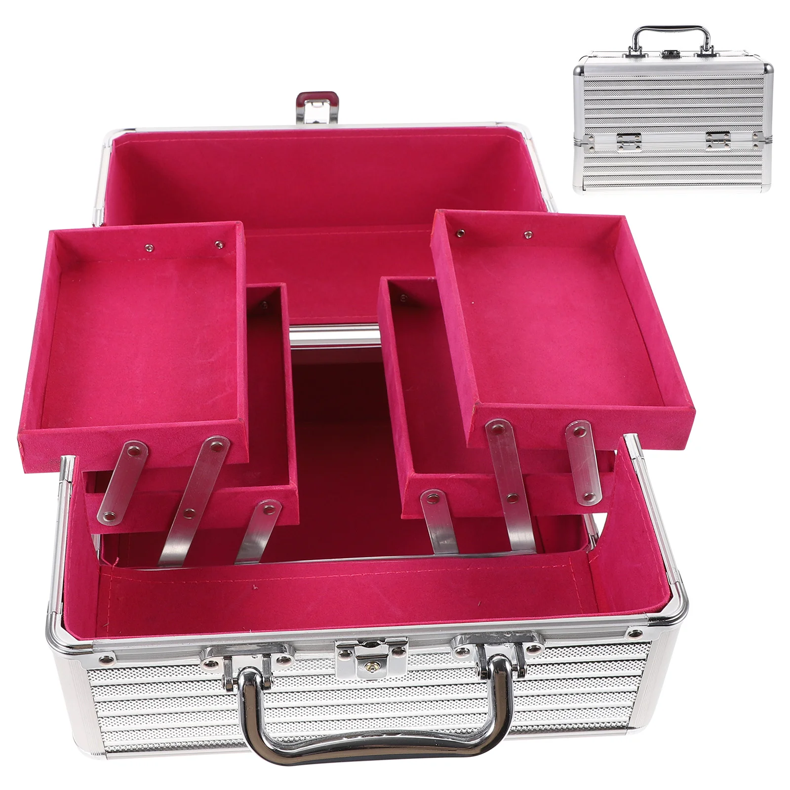 Handled Makeup Case Aluminum Alloy Box Organizer Container (Silver Bar) Case Makeup Box
Handled Makeup Case Aluminum Alloy Box Organizer Container (Silver Bar) Case Makeup Box