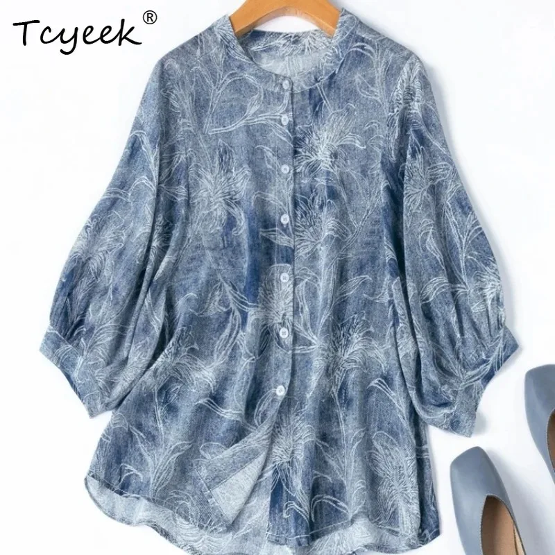 Tcyeek 100% Real Silk Shirts for Women 2026 Spring Summer Cowboy Texture Casual Half-sleeve Top Clothes for Ladies Tops De Mujer
Tcyeek 100% Real Silk Shirts for Women 2026 Spring Summer Cowboy Texture Casual Half-sleeve Top Clothes for Ladies Tops De Mujer