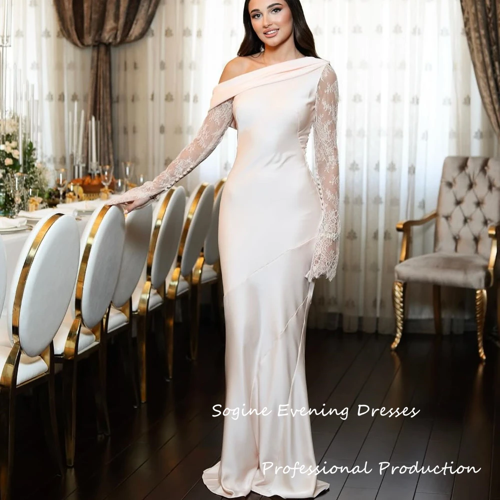 High-Quality Satin Prom Dresses For Women One-Shoulder Lace-Embellished Wedding Dress Formal Floor-Length فساتين سهرة Long
High-Quality Satin Prom Dresses For Women One-Shoulder Lace-Embellished Wedding Dress Formal Floor-Length فساتين سهرة Long