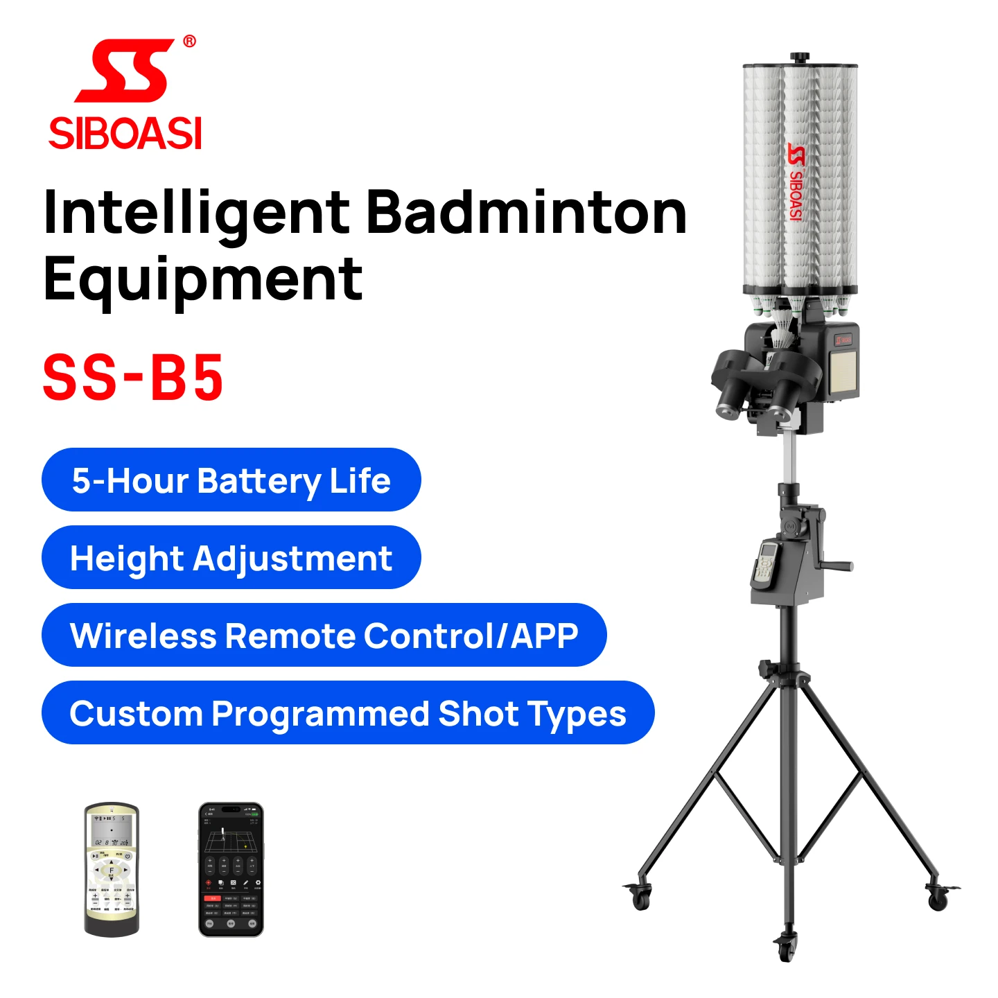 SIBOASI Professional Online Coach Badminton Machine Portable Training Feeder 180 Balls Big Capacity Shuttlecock Collector Metal
SIBOASI Professional Online Coach Badminton Machine Portable Training Feeder 180 Balls Big Capacity Shuttlecock Collector Metal