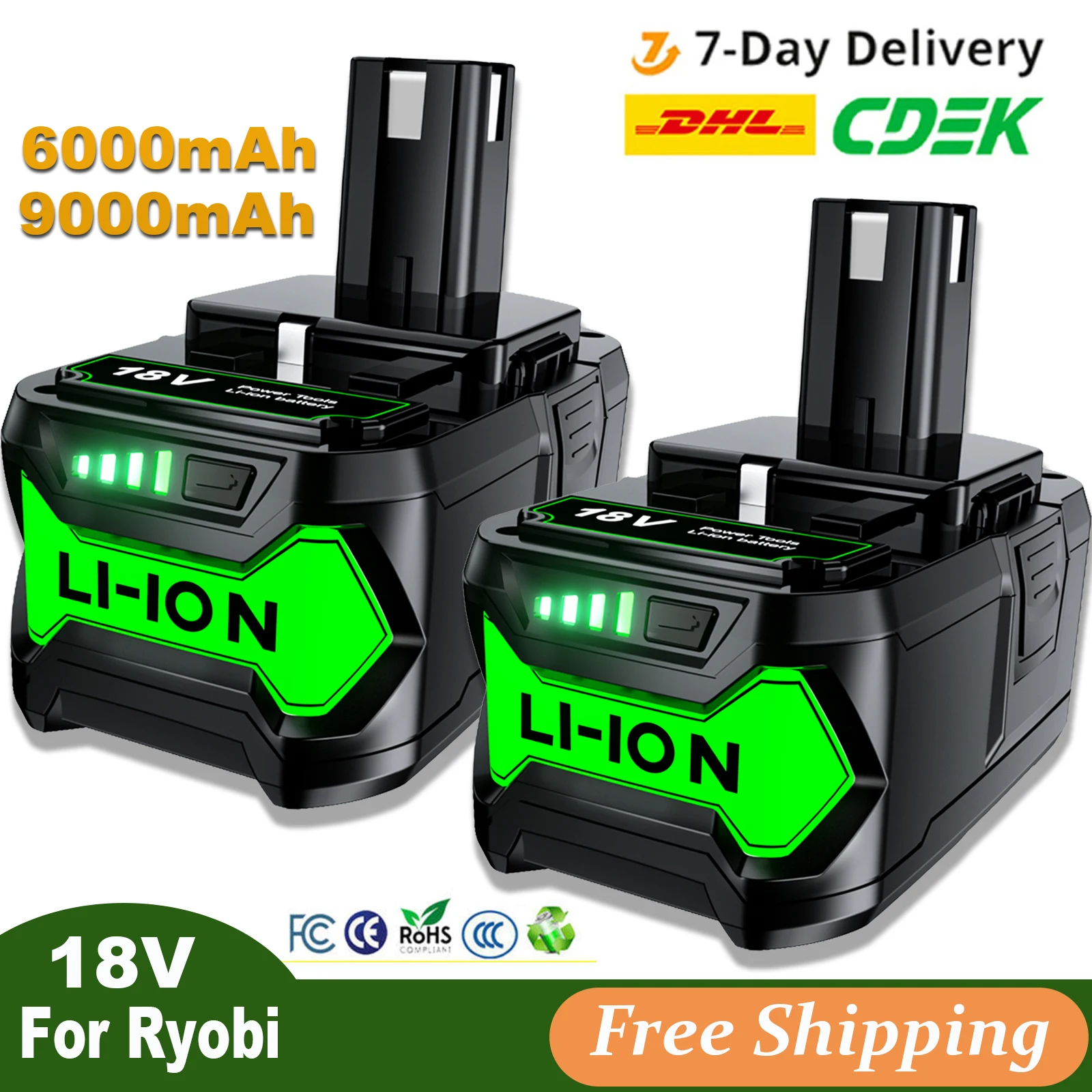 18V 9000mAh Battery For Ryobi P108 Li-ion Rechargeable Battery BPL1820 P108 P109 P106 P105 P104 RB18L50 Power Tool Baterry
18V 9000mAh Battery For Ryobi P108 Li-ion Rechargeable Battery BPL1820 P108 P109 P106 P105 P104 RB18L50 Power Tool Baterry