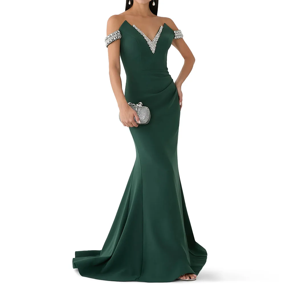 Luxury Green Women's Evening Dress For Wedding Mermaid Formal Party Gown Floor Length Prom Dress Off The Shoulder Saudi Dress
Luxury Green Women's Evening Dress For Wedding Mermaid Formal Party Gown Floor Length Prom Dress Off The Shoulder Saudi Dress
