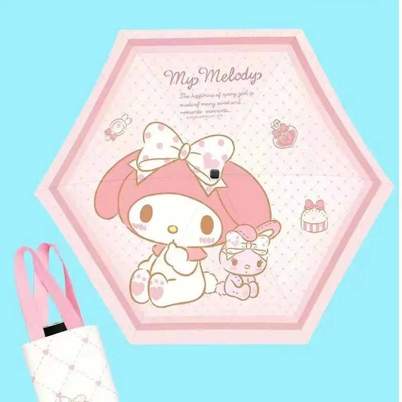 Sanrio Cute Melody Parasol, маленький портативный студенческий солнцезащитный крем с героями мультфильмов, защита от ультрафиолета, солнечный дождь, двойного назначения, пятискладной зонт
Sanrio Cute Melody Parasol, маленький портативный студенческий солнцезащитный крем с героями мультфильмов, защита от ультрафиолета, солнечный дождь, двойного назначения, пятискладной зонт