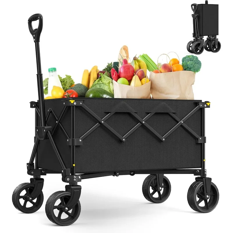 Folding Wagon Cart, 120L Collapsible Wagon with All-Terrain Wheels, Foldable Utility Wagon for Grocery Shopping Fishing
Folding Wagon Cart, 120L Collapsible Wagon with All-Terrain Wheels, Foldable Utility Wagon for Grocery Shopping Fishing