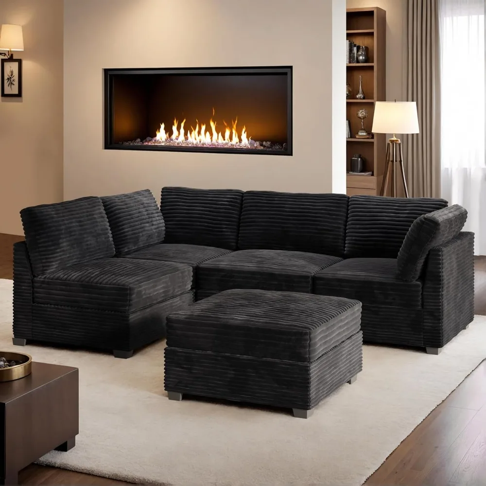 Modular Sectional Sofa,5 Pieces Sectional Couches for Living Room,98X55 L Shaped Cloud Couch with Ottoman Chaise Set(Black Velv
Modular Sectional Sofa,5 Pieces Sectional Couches for Living Room,98X55 L Shaped Cloud Couch with Ottoman Chaise Set(Black Velv