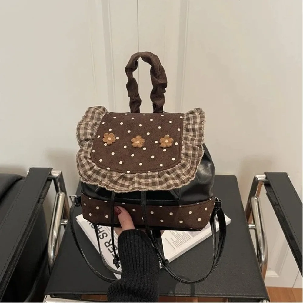 Sweet Lace Trim Mini Backpack Korean Style Polka Dot Small Book Bag PU Leather Flower Backpack Students
Sweet Lace Trim Mini Backpack Korean Style Polka Dot Small Book Bag PU Leather Flower Backpack Students