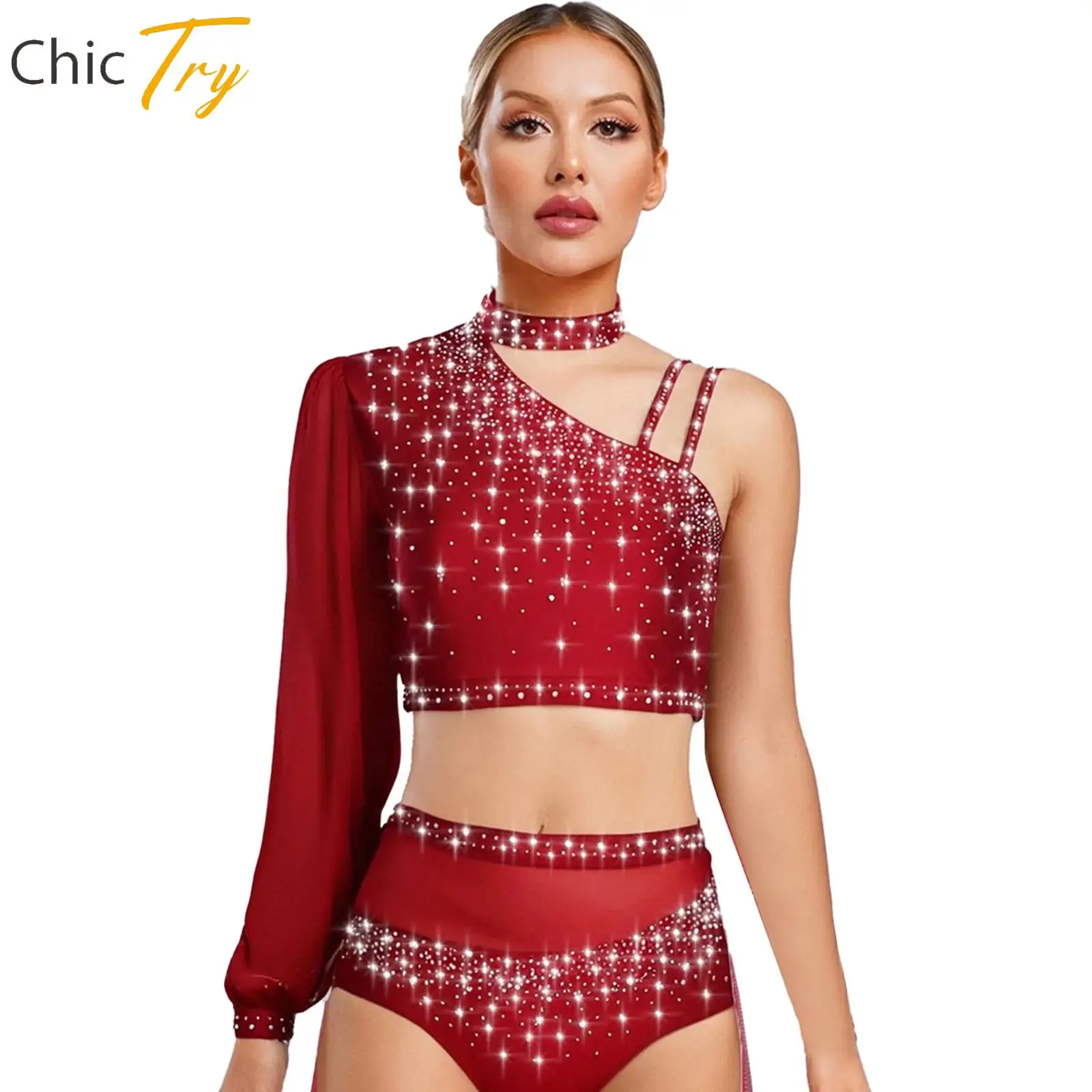 Womens Lyrical Dance Set Modern Contemporary Costumes Rhinestones Crop Top with Skirted Leotard for Salsa Samba Belly Dance Wear
Womens Lyrical Dance Set Modern Contemporary Costumes Rhinestones Crop Top with Skirted Leotard for Salsa Samba Belly Dance Wear