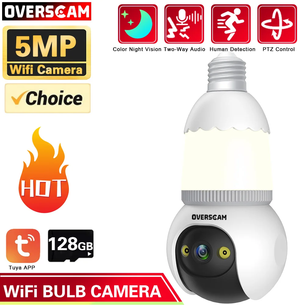 Tuya APP 5MP HD Bulb&Camera 2 in 1 Color night vision Wi-fi Two-way Talk Security Protection Smart Home IP Wireless Surveillance
Tuya APP 5MP HD Bulb&Camera 2 in 1 Color night vision Wi-fi Two-way Talk Security Protection Smart Home IP Wireless Surveillance
