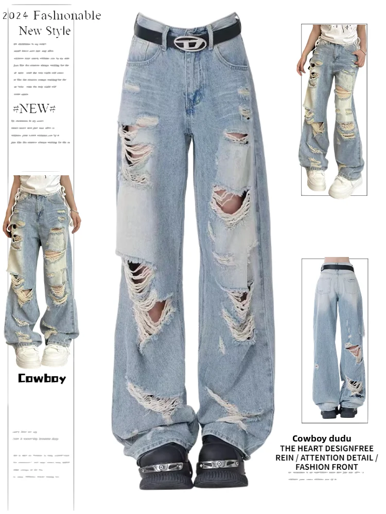 American Sle Retro Hot Girl Denim Jeans Women's Street New High Street Design Loose Slim Straight Floor-Length Pants
American Sle Retro Hot Girl Denim Jeans Women's Street New High Street Design Loose Slim Straight Floor-Length Pants