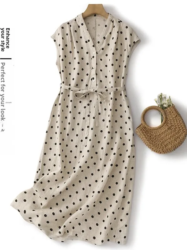 High Waist Midi Summer Loose Short Sleeve Dress Women's Fashion Personalized Popular Skirt Cotton Casual V-neck A-line Dress
High Waist Midi Summer Loose Short Sleeve Dress Women's Fashion Personalized Popular Skirt Cotton Casual V-neck A-line Dress