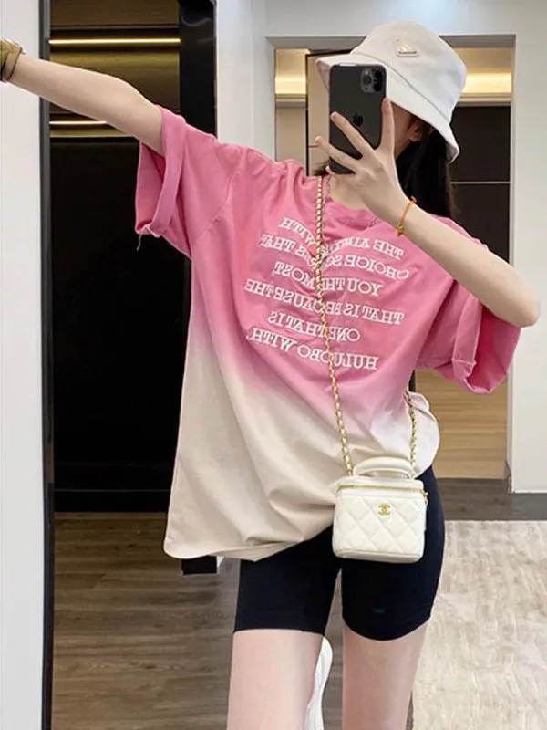 plus Size Women's T-Shirt 300 Pounds Pink Short Sleeve Loose Dyed Design Summer Casual Fashion Street Style Top for plus Size
plus Size Women's T-Shirt 300 Pounds Pink Short Sleeve Loose Dyed Design Summer Casual Fashion Street Style Top for plus Size