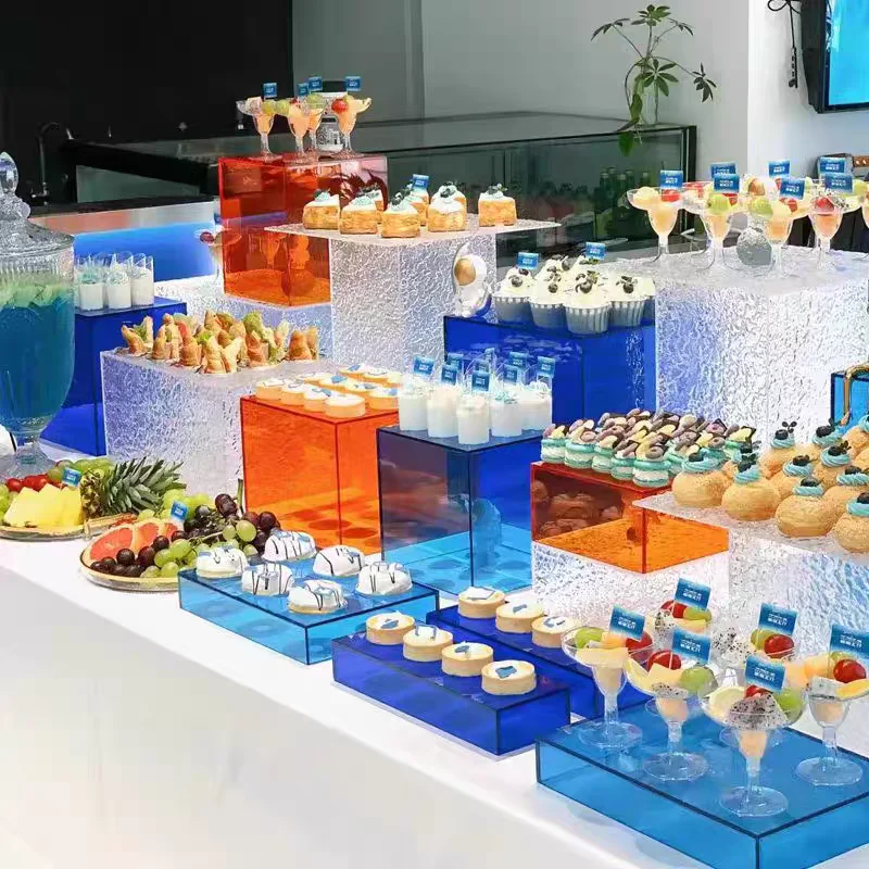 Acrylic Buffet Risers Water Ripple Display Stands Wave Grain Food Serving Risers with Hollow Bottoms for Buffet Table
Acrylic Buffet Risers Water Ripple Display Stands Wave Grain Food Serving Risers with Hollow Bottoms for Buffet Table
