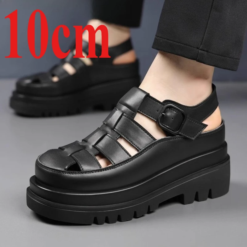 Summer Roman Sandals Shoes Men's 10cm Increase Thick Soled Shoes Genuine Leather British Leisure Sandals Comfortable Beach Shoes
Summer Roman Sandals Shoes Men's 10cm Increase Thick Soled Shoes Genuine Leather British Leisure Sandals Comfortable Beach Shoes