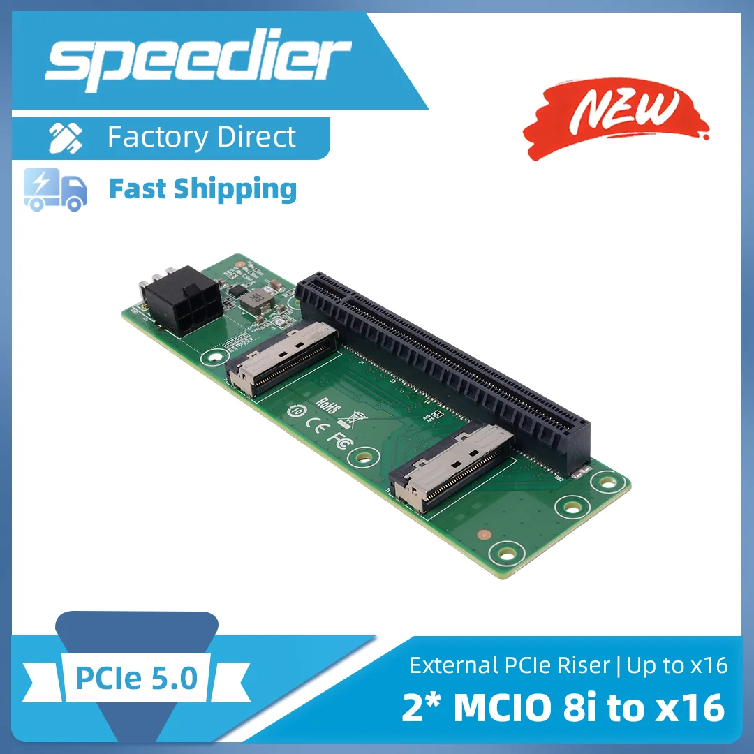 PCIE 5.0 2*MCIO 8I To PCIE 16X Slot Adapter Expansion Card