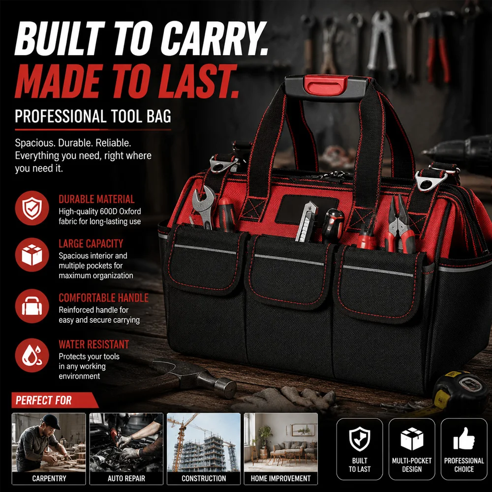 ToughBuilt Multifunctional Tool Bags HeavyDuty 1680D Oxford Waterproof Electrician Storage Bags WearResistant HighCapacity
ToughBuilt Multifunctional Tool Bags HeavyDuty 1680D Oxford Waterproof Electrician Storage Bags WearResistant HighCapacity