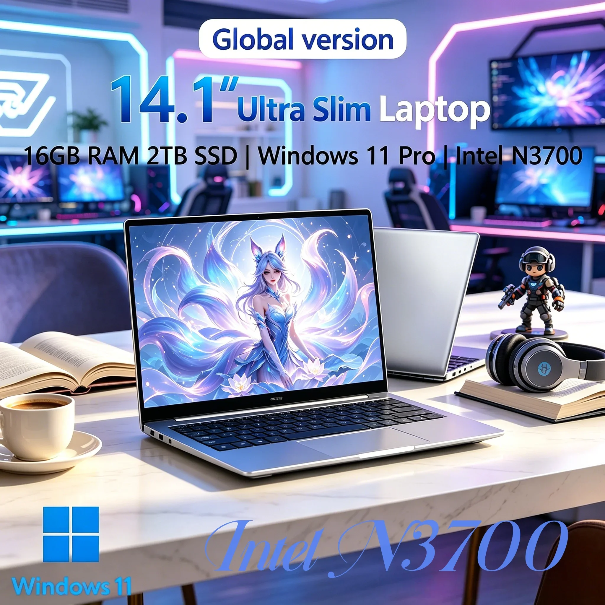 Compact Portable Notebook 14.1" Intel N3700 16GB+2TB SSD 1920*1080 HD Screen Windows 11 Pro Daily Home Laptop PC
Compact Portable Notebook 14.1" Intel N3700 16GB+2TB SSD 1920*1080 HD Screen Windows 11 Pro Daily Home Laptop PC