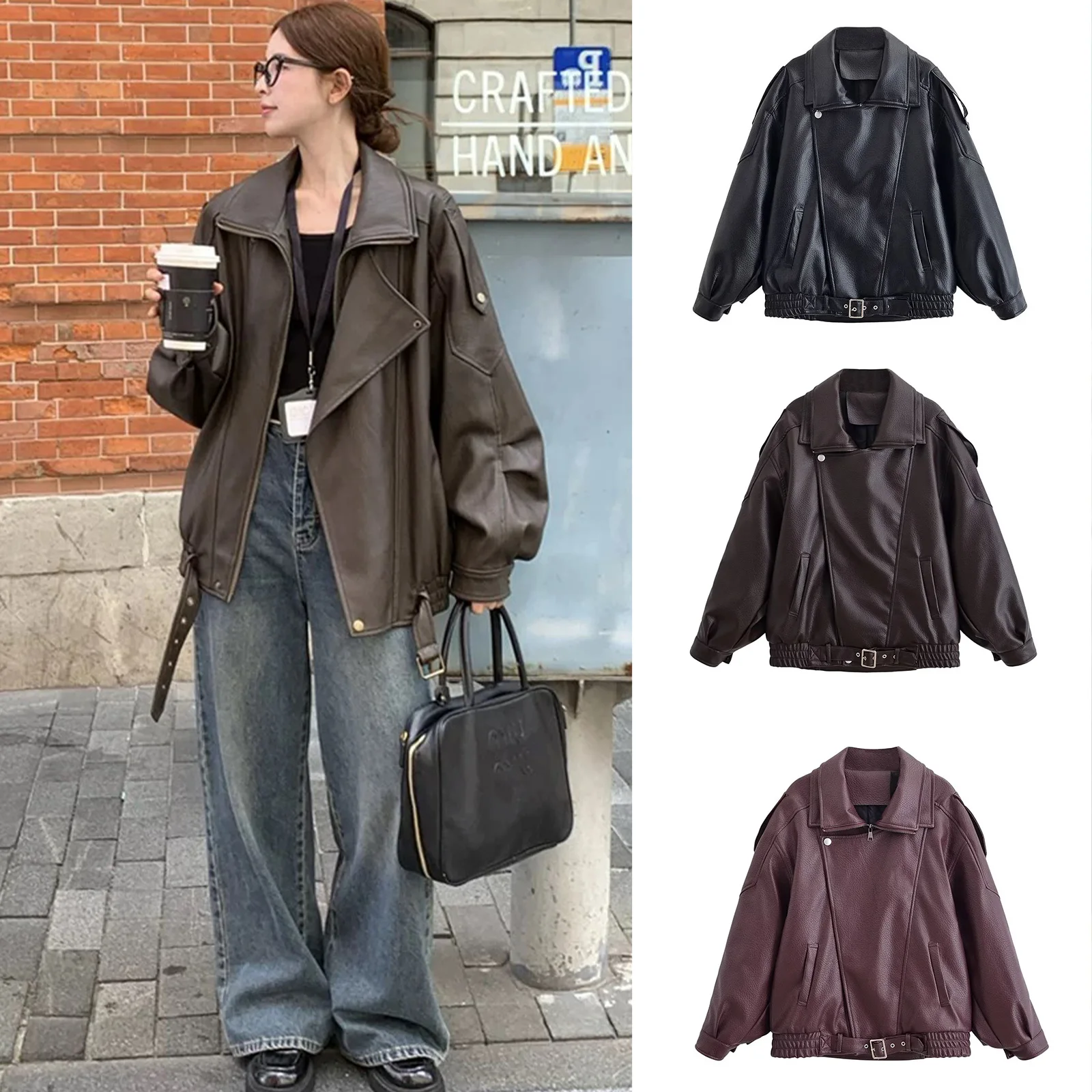 2025 Female Street Brown Faux Leather Trench Coats Button Front Placket Belted Solid Long Sleeves Autumn Motorcycle Jacket
2025 Female Street Brown Faux Leather Trench Coats Button Front Placket Belted Solid Long Sleeves Autumn Motorcycle Jacket