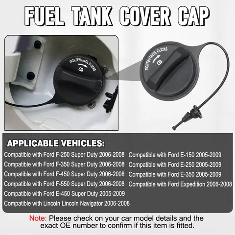 Car Fuel Tank Cap Cover for Ford F-250 F-350 F-450 F-550 Super Duty Expedition E-150 E-250 E-350 Lincoln Navigator 2006-2008