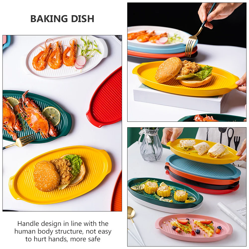1Pcs Ceramic Double Handle Baking Tray Oval Retro Style Kitchen Baking Dish Non Stick Home Bakeware Pan 
1Pcs Ceramic Double Handle Baking Tray Oval Retro Style Kitchen Baking Dish Non Stick Home Bakeware Pan