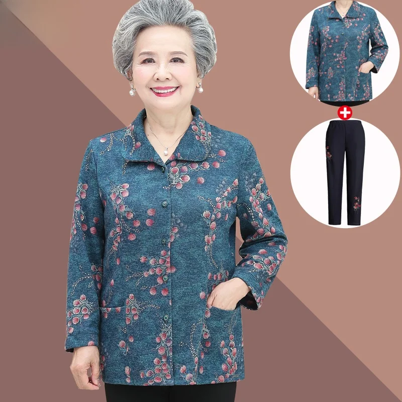 Elderly Women's Thin Long Sleeve Shirt Set Autumn Fashion Ladies' Loose Fit Cotton Blend Button up Spring Summer Shirt
Elderly Women's Thin Long Sleeve Shirt Set Autumn Fashion Ladies' Loose Fit Cotton Blend Button up Spring Summer Shirt