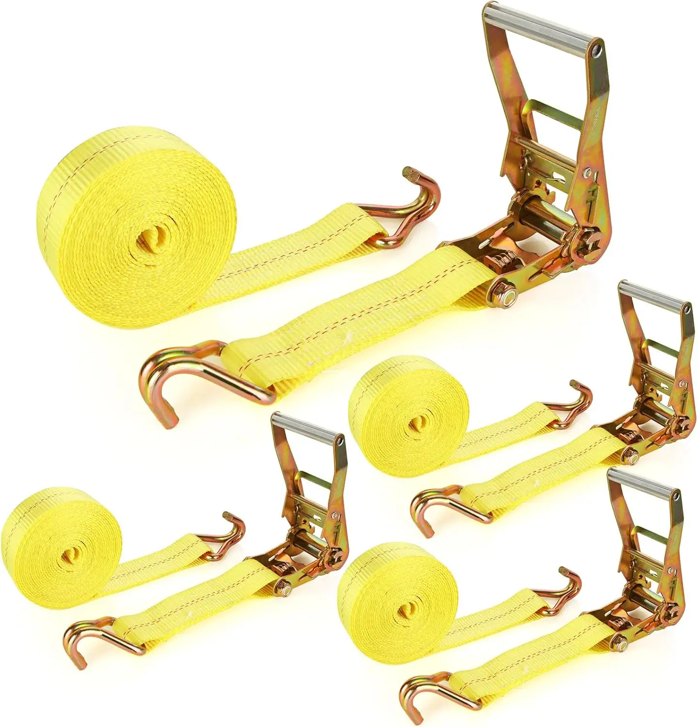 4 Pack 2 Inch Ratchet Straps Heavy Duty 20ft Tie Down Straps with Double J Hook, 10000 LBS Break Strength for Truck, Trailer
4 Pack 2 Inch Ratchet Straps Heavy Duty 20ft Tie Down Straps with Double J Hook, 10000 LBS Break Strength for Truck, Trailer
