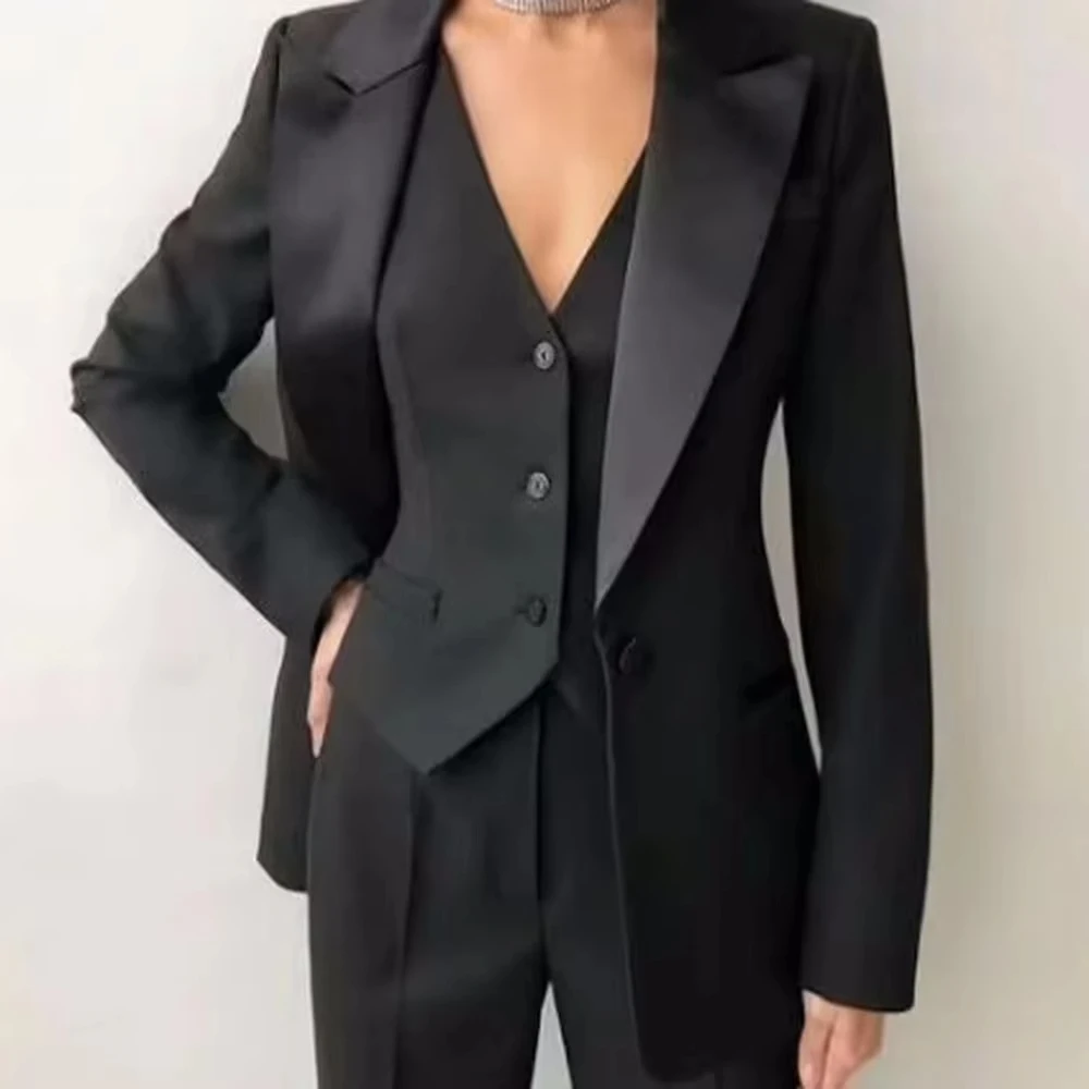 Allingentle Woman Siut Single Breasted Casual Simple 3piece Black Suit (Blazer+Vest+Pant) Business Slim Fit Customized
Allingentle Woman Siut Single Breasted Casual Simple 3piece Black Suit (Blazer+Vest+Pant) Business Slim Fit Customized
