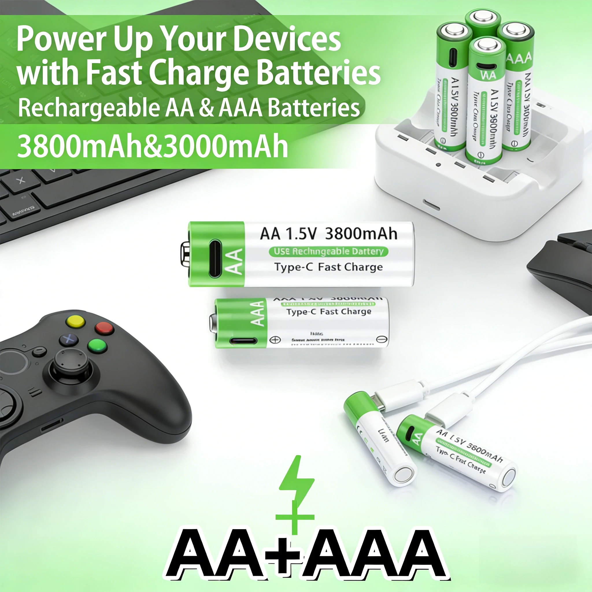 High-Capacity Lithium-Ion Battery Type-C Rechargeable Battery AA 3800mah & AAA 3000mah Battery For Electric Toys Power Supply
High-Capacity Lithium-Ion Battery Type-C Rechargeable Battery AA 3800mah & AAA 3000mah Battery For Electric Toys Power Supply