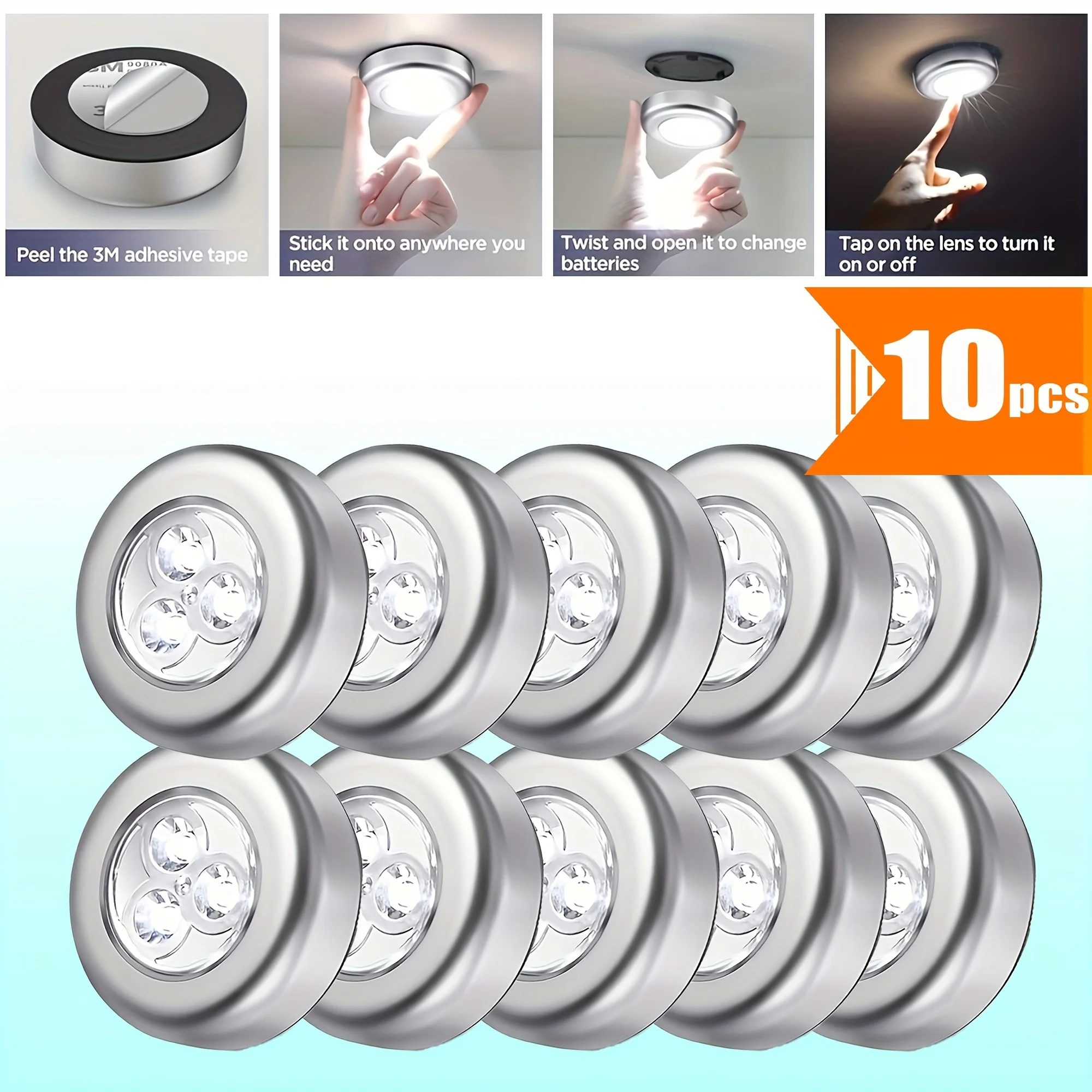 10 件 Mini Led Night Light, Self Adhesive Push Light Stairs Hallway Closet Kitchen Bedroom, Cabinets, Counters, Hallway
10 件 Mini Led Night Light, Self Adhesive Push Light Stairs Hallway Closet Kitchen Bedroom, Cabinets, Counters, Hallway
