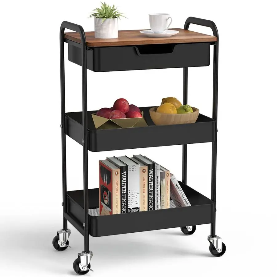 Tier Rolling Cart with Drawer, Metal Utility Carts on Wheels Storage Carts with Wood Top, Kitchen Art Cart Organ Customizable
Tier Rolling Cart with Drawer, Metal Utility Carts on Wheels Storage Carts with Wood Top, Kitchen Art Cart Organ Customizable