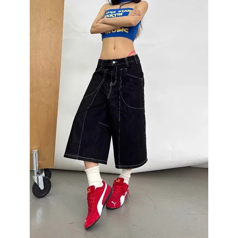 Vintage Y2K Wash Whiskers Black Denim Shorts Women Summer Streetwear 2000s Wide Leg Baggy Jeans Jorts Casual Clothes
Vintage Y2K Wash Whiskers Black Denim Shorts Women Summer Streetwear 2000s Wide Leg Baggy Jeans Jorts Casual Clothes